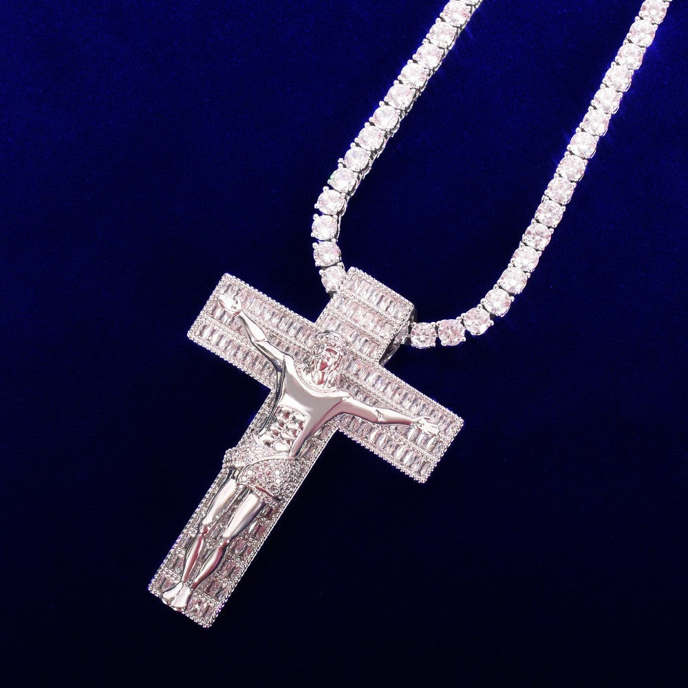 The Glory | Iced Baguette Blinged Out VVS Diamond CZ Crucifix Jesus Cross Pendant