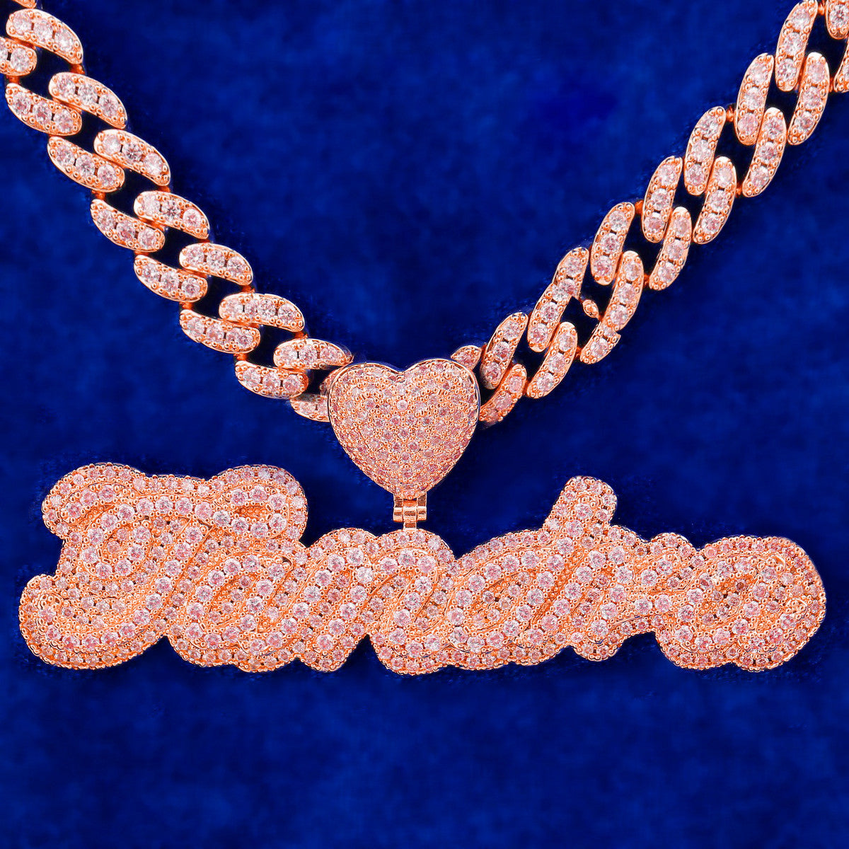 Pink Twilight | Cluster Stone Iced VVS Diamond CZ Prong Set Custom Necklace