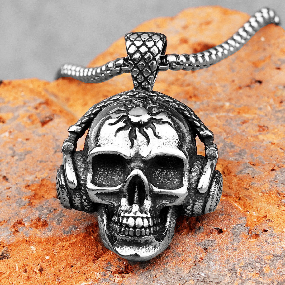 Death By Stereo Hip Hop Rock Skull Headphones 316L No Fade Stainless Pendant
