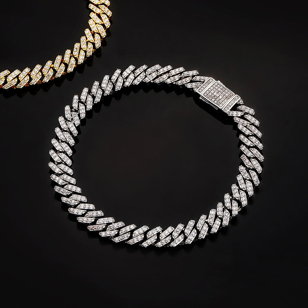 14k Gold 925 Silver Flooded Ice 8mm Spring Clasp Cluster Stone Hip Hop Bracelets