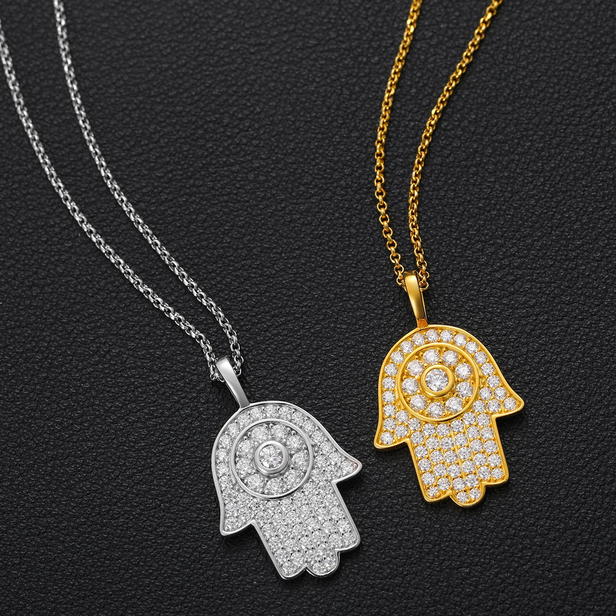 Spiritual Hamsa III | Genuine VVS Moissanite Diamond Hamsa Hand Solid Sterling Silver Hip Hop Chain