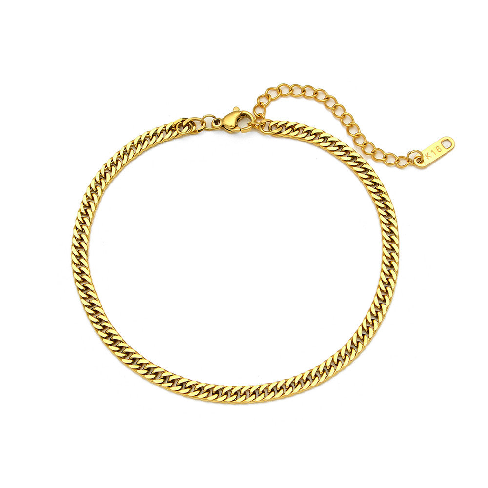 18k Gold Miami Cuban Link 316L Stainless Steel Bracelets Anklet Necklace Tarnish Free Set