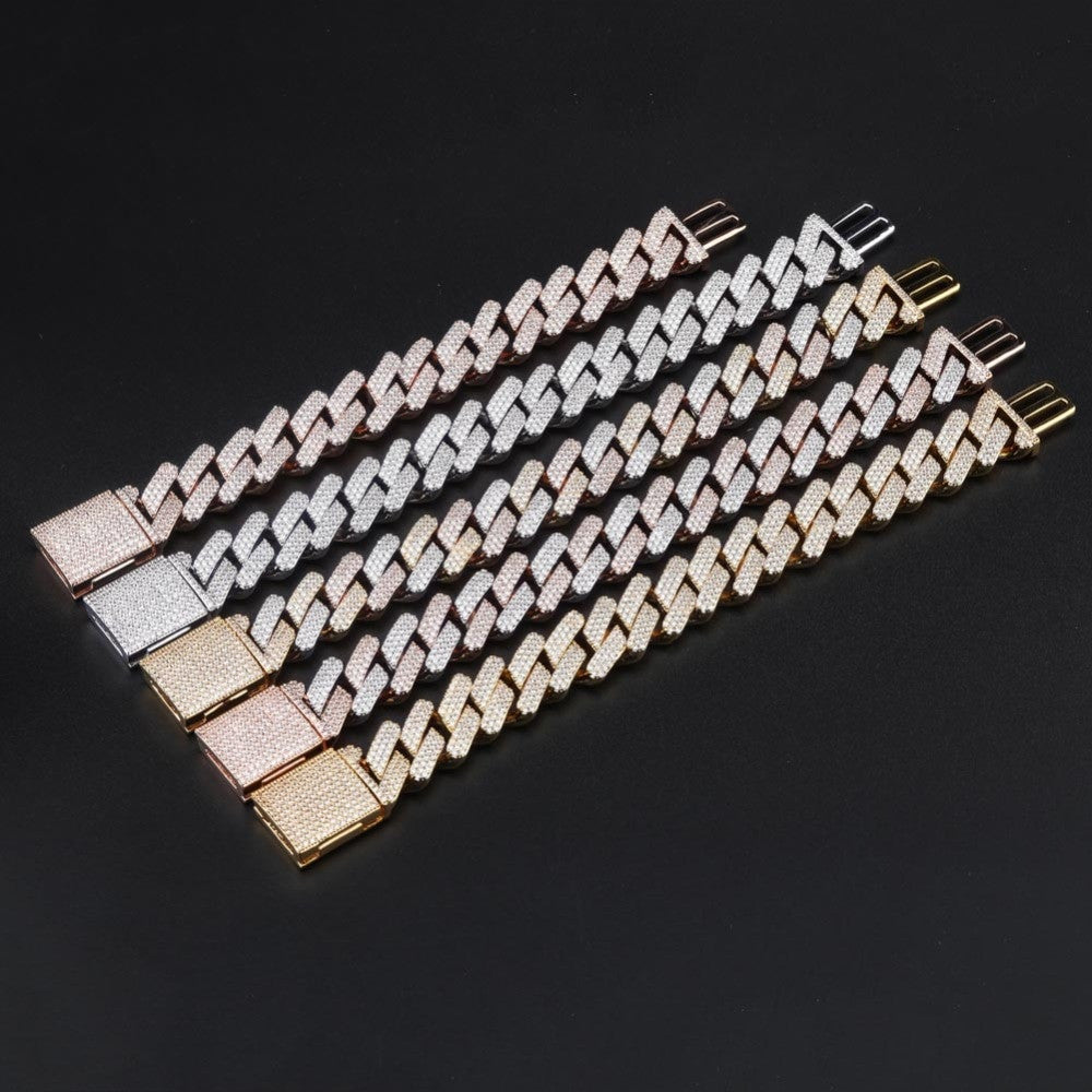 True Micro Paved Flooded Ice Big Box Clasp 20mm Miami Cuban Link Hip Hop Bracelets