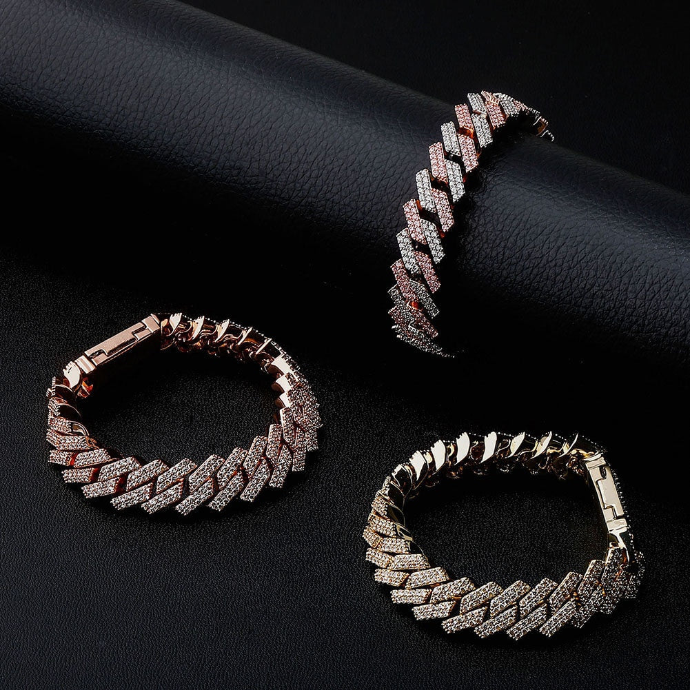 14mm Flooded Ice High Quality Micro Pave AAA Stone Close Cut Cuban Hip Hop Bracelet