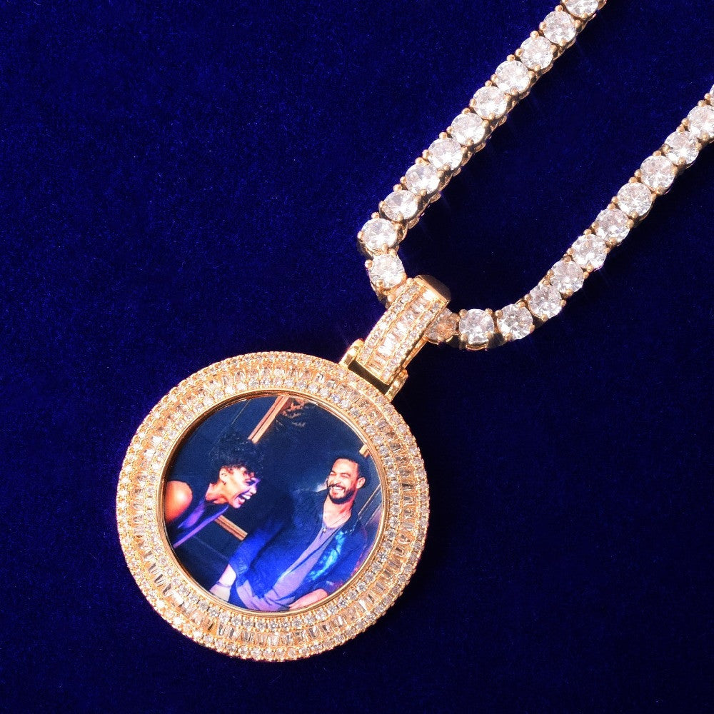 Frozen Reflections | Baguette Double Bezel Iced Custom Photo Pendant