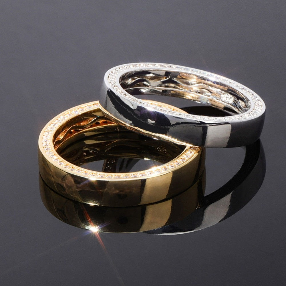 Flooded Ice Circle Stone Solid 925 Sterling Silver 6 Time 14k Gold Bling Rings