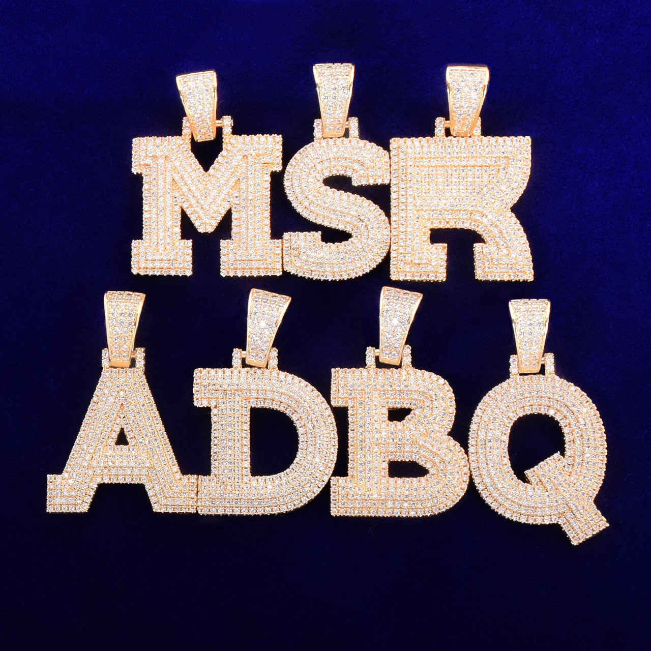 Graffiti Ice 18k Gold .925 Silver Bubble Letter Hip Hop Three-layer Flooded Stone Pendant