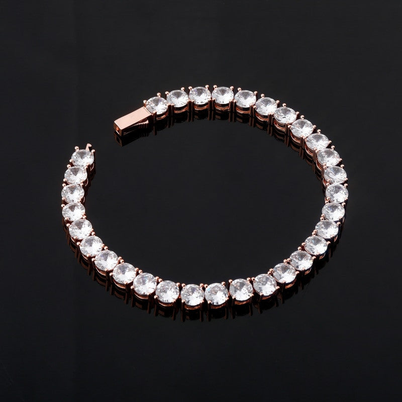 Mens Flooded Ice Spring Buckle 3MM-6MM Hip Hop 1 Row Tennis Bracelets