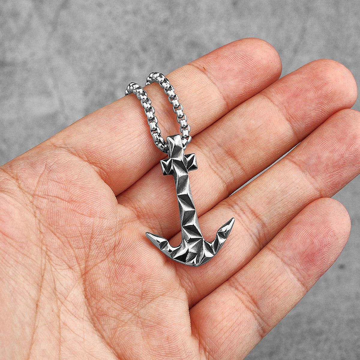 Cutting Anchor | 316L Stainless Steel Men's Nautical Carved Anchor Pendant