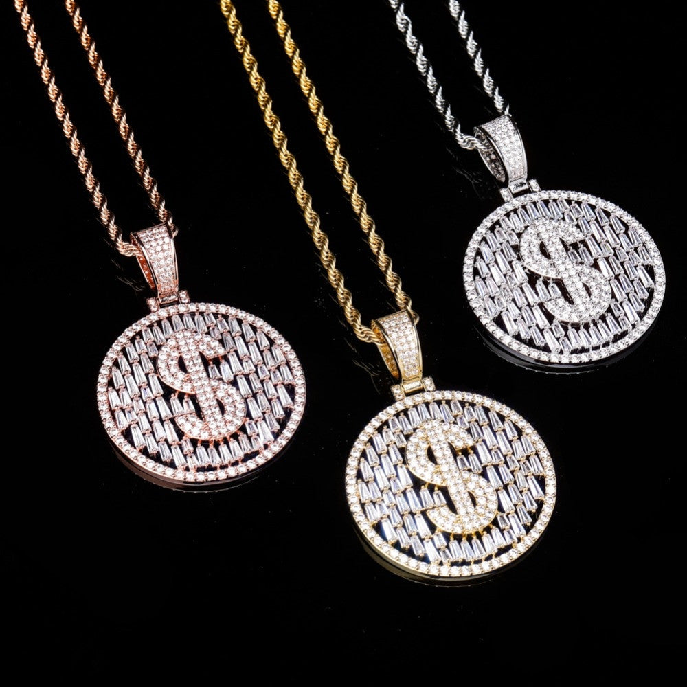 Drip Baguette Big Boy Money Dollar Sign Hip Hop Pendant Chain Necklace
