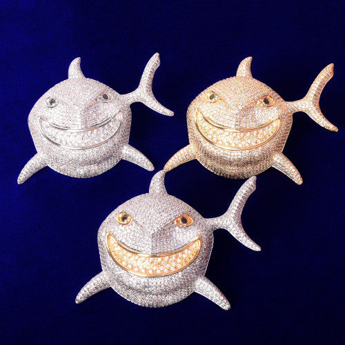 Shark Bait | Crushed Ice VVS Diamond CZ Shark Head Hip Hop Pendant Chain