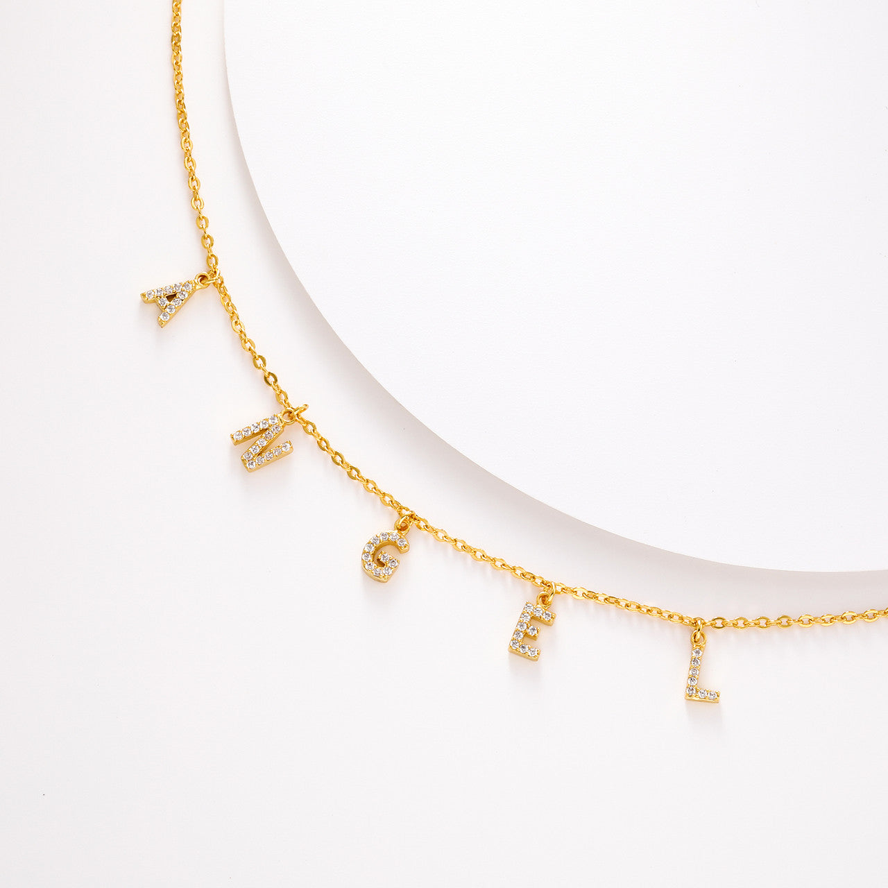 Genuine Diamond Custom Letter 925 Sterling Silver Initial Pendant Chain Necklace