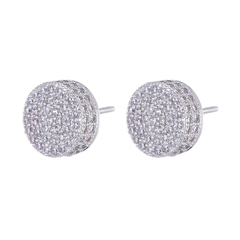 Cluster Stone AAA True Micro Pave .925 Silver Hip Hop Screw Back Earrings