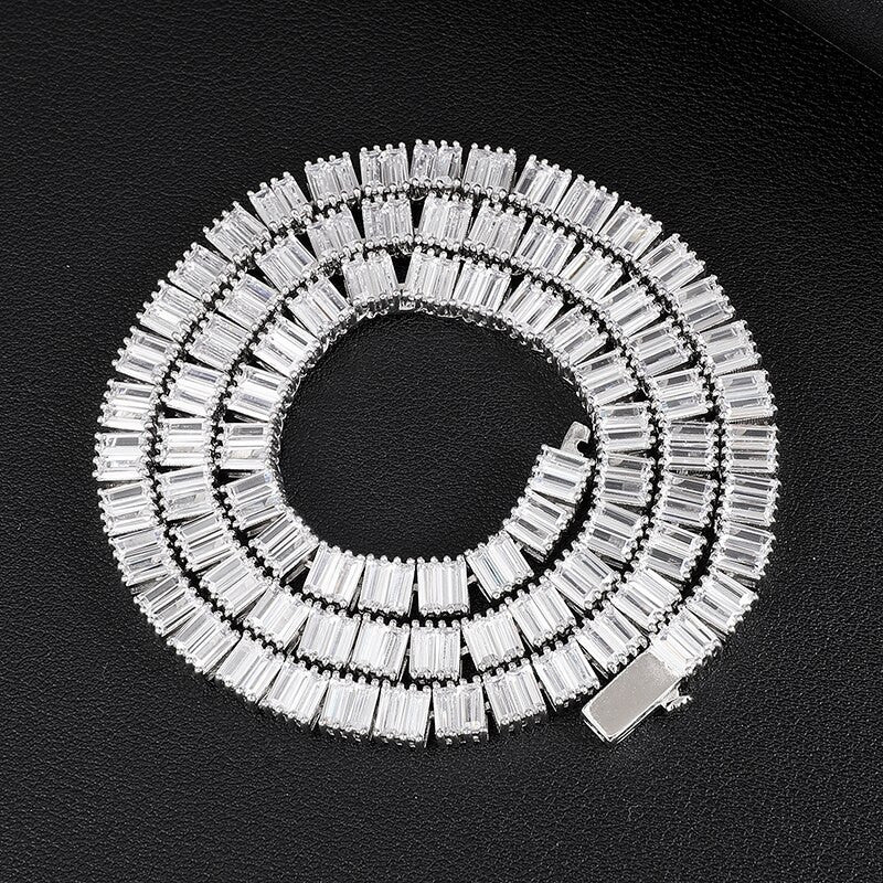 All Square Baguette Hip Hop 6MM Tennis Style Designer Link Chain Necklace
