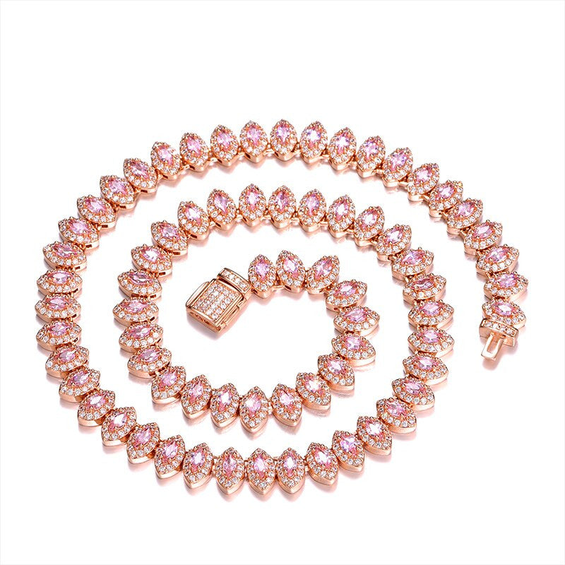 Flooded Ice Horse Eye 8mm AAA True Micro Pave Stone Bling Chain Necklace