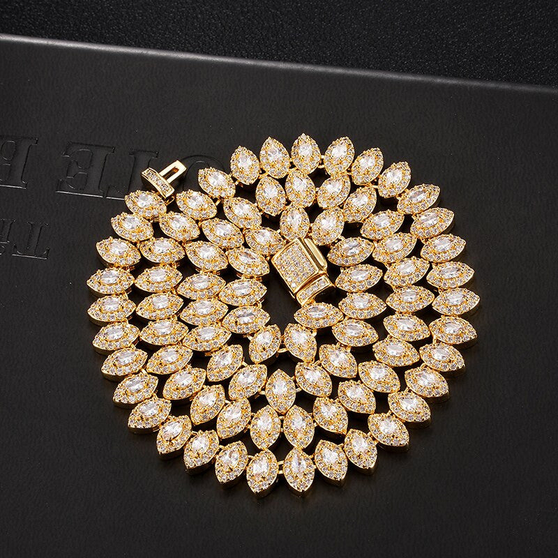 Flooded Ice Horse Eye 8mm AAA True Micro Pave Stone Bling Chain Necklace