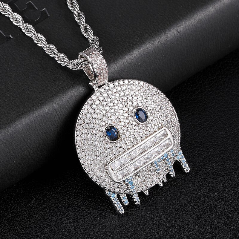 Hip Hop Cold Blooded Flooded Ice Grillz Baguette 14k Gold 925 Silver Bling Pendant
