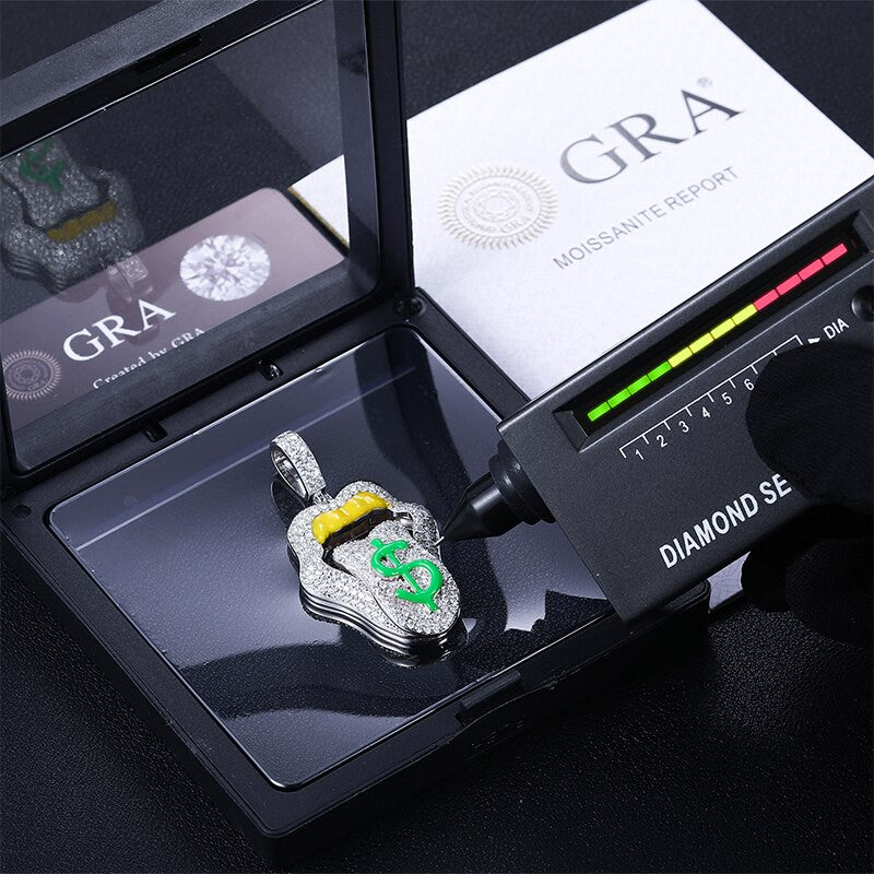 Genuine VVS Lab Diamond Money Making Sexy Mouth Grillz Drip 925 Solid Silver Hip Hop Chain