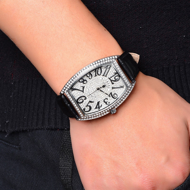 Mens Luxury Waterproof Leather Band Irregular Shape Fashion Hip Hop Watches