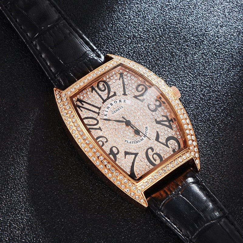 Mens Luxury Waterproof Leather Band Irregular Shape Fashion Hip Hop Watches