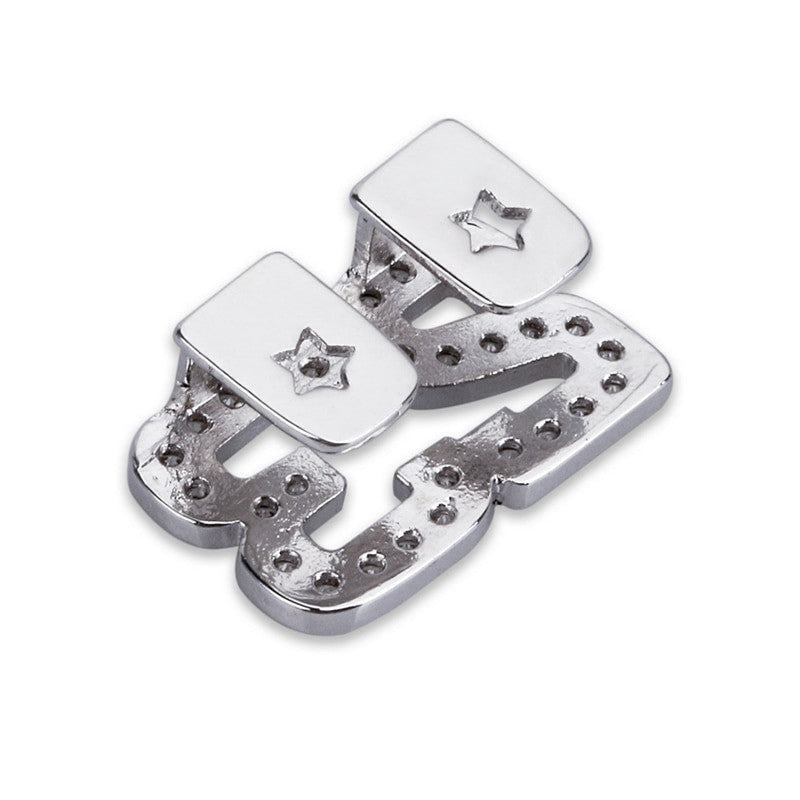 Hip Hop Micro Pave Simulate Diamond Bling Iced Out Number 23 Single Teeth Grillz