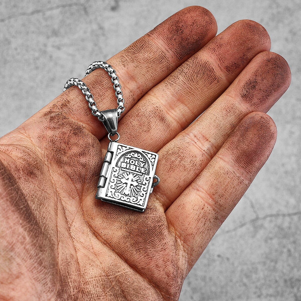 The Lords Prayer | Solid 316L Stainless Steel Opening Bible Hip Hop Street Wear Pendant