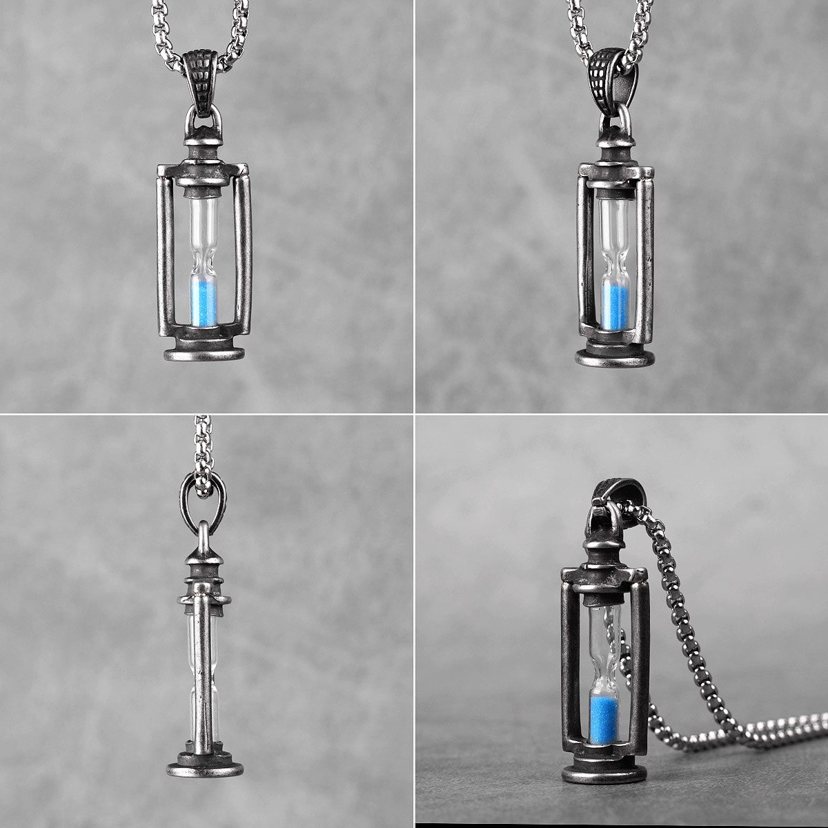 Sands Of Time | Retro No Fade Stainless Steel Time Hourglass Pendant Chain Necklace
