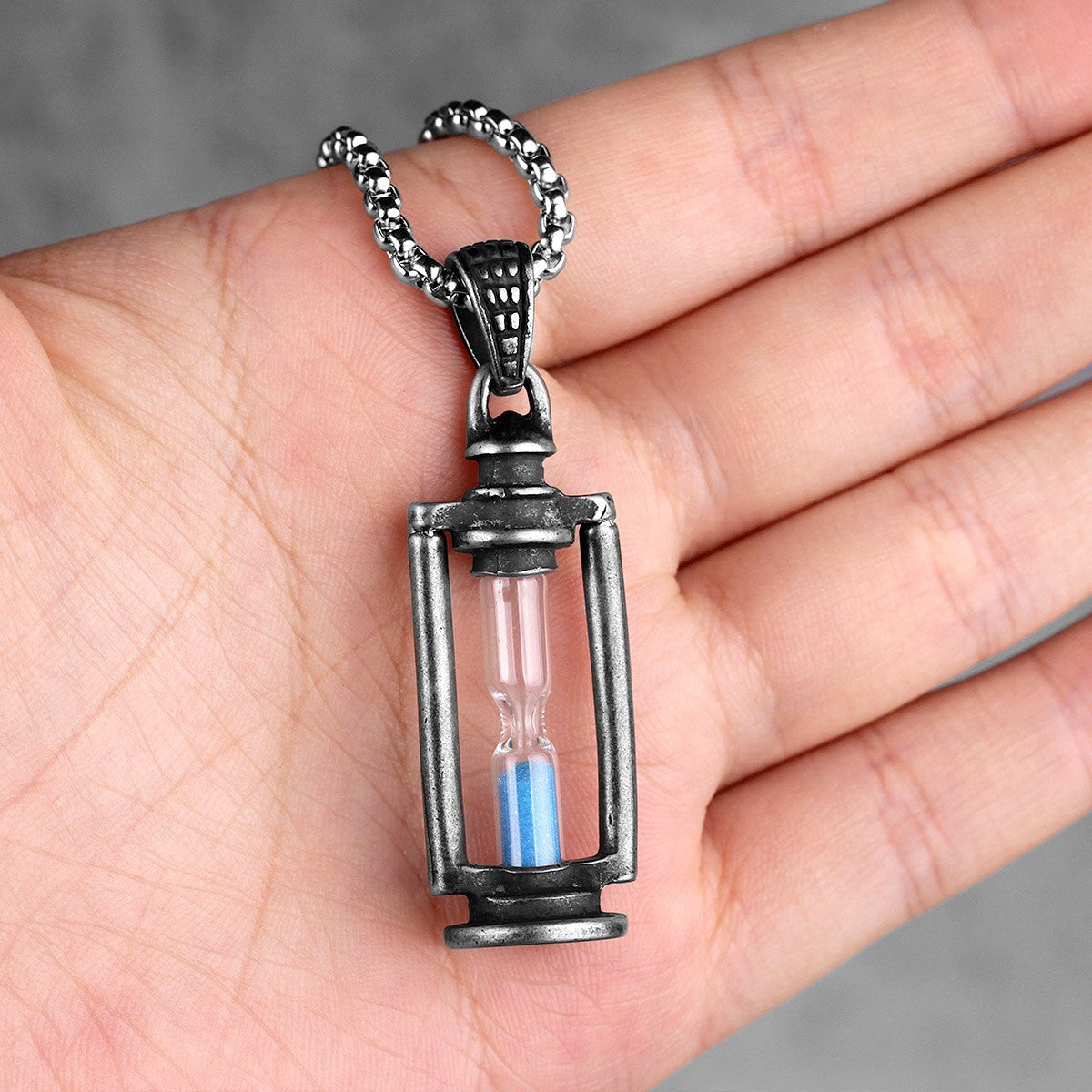 Sands Of Time | Retro No Fade Stainless Steel Time Hourglass Pendant Chain Necklace