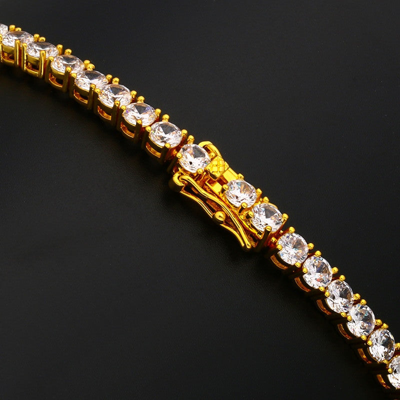 18k 925 Silver Rose Gold 3mm-8mm 3A Stone 1 Row Tennis Chain Hip Hop Necklaces