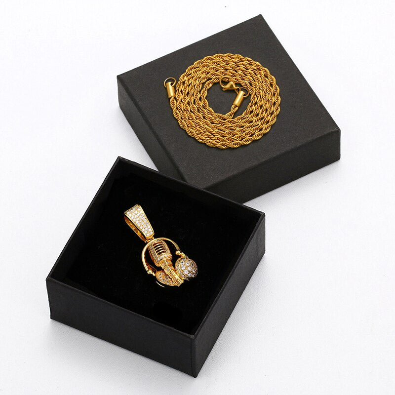 Flooded Ice 18k Gold 925 Silver Micro Phone Fiend Hip Hop Pendant Chain Necklace