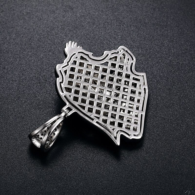 Mens Flooded Ice Roaring Tiger 18k 925 Silver Rose Gold Hip Hop Pendant Chain