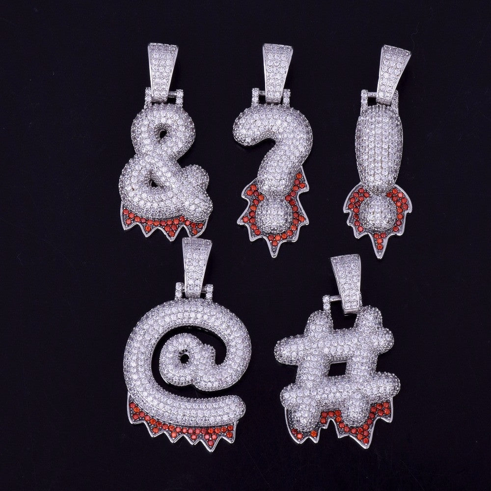 .925 Silver Red Drip Bling Puncuation Chain Neckalce