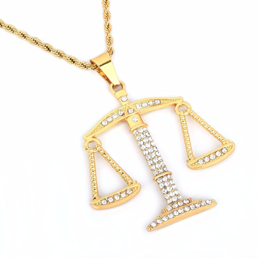 The Balance | Libra Scale 14k Gold Hip Hop Pendant Chain Necklace