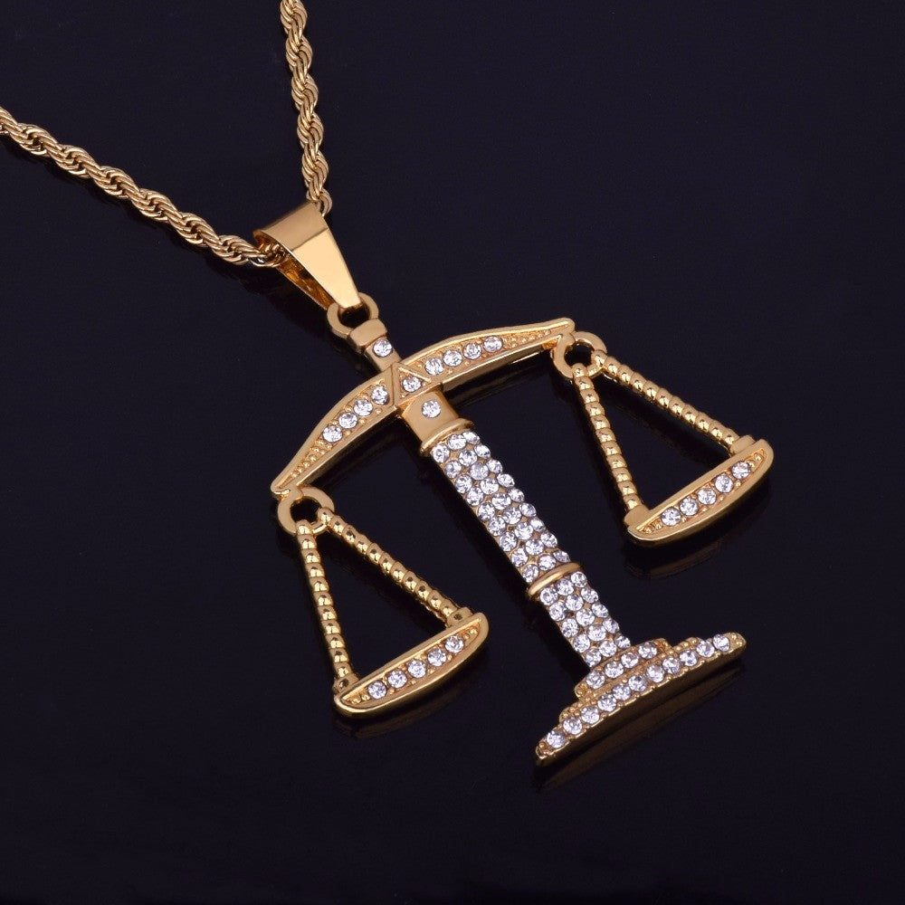 The Balance | Libra Scale 14k Gold Hip Hop Pendant Chain Necklace