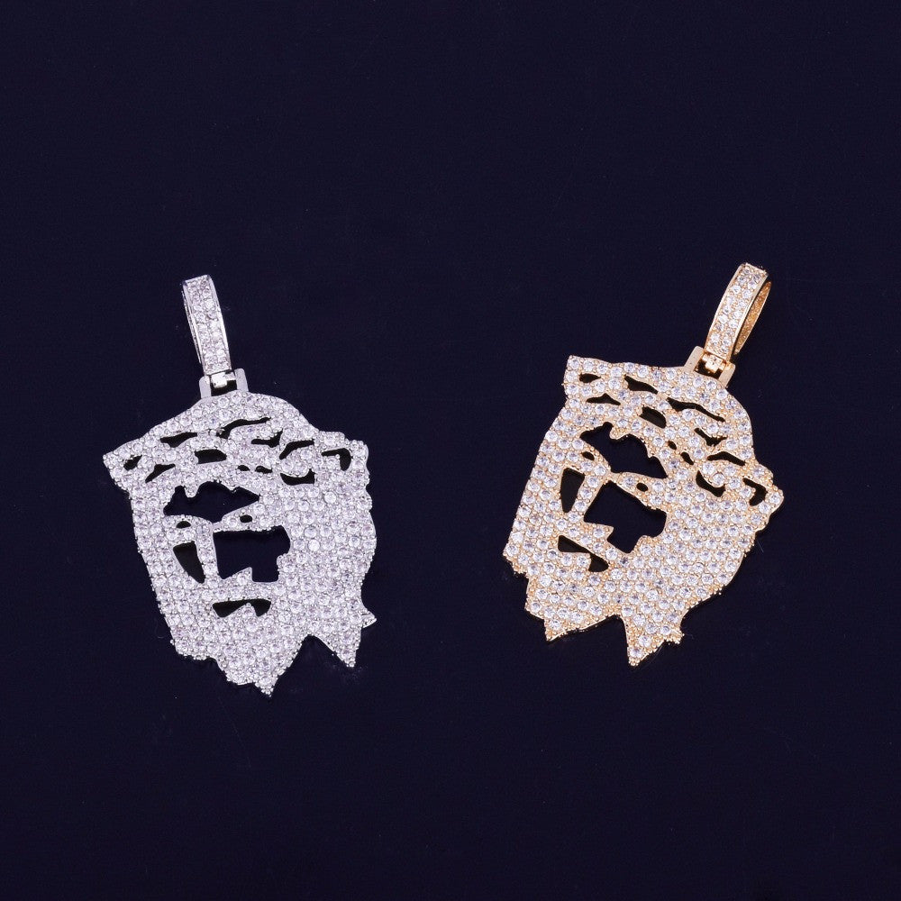 18k Gold .925 Silver Jesus Art Deco Hip Hop Pendant