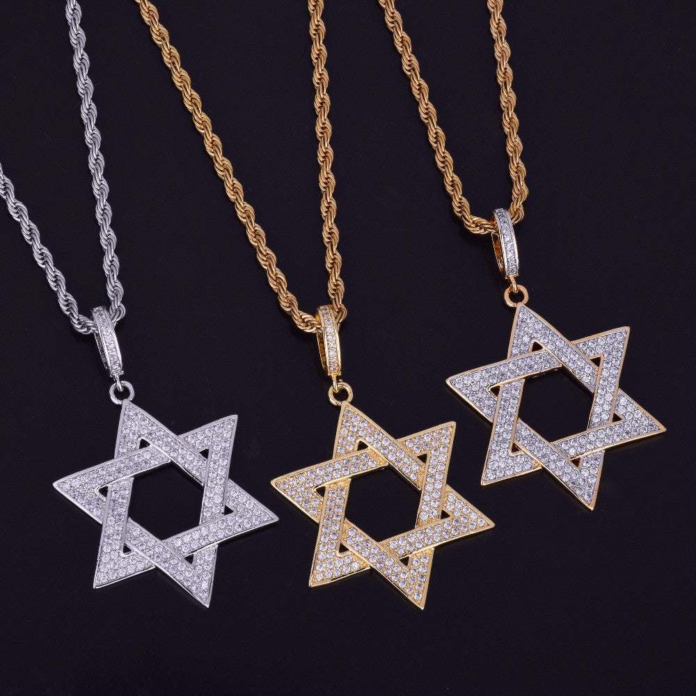 AAA Lab Diamond Iced Out Star of David Pendant