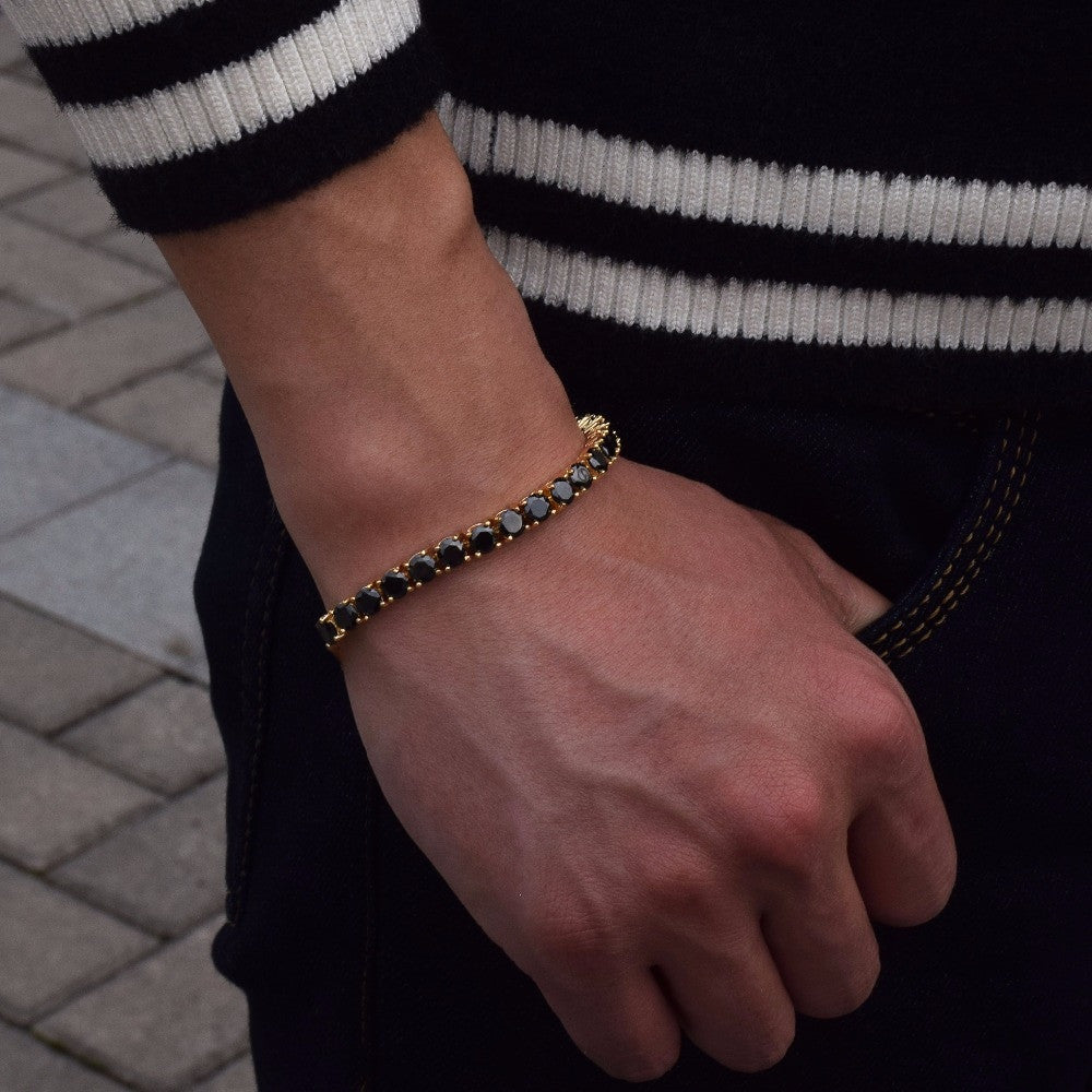 24k Iced Simulate Diamond Rose Gold Silver Tennis Chain Hip Hop Bracelet