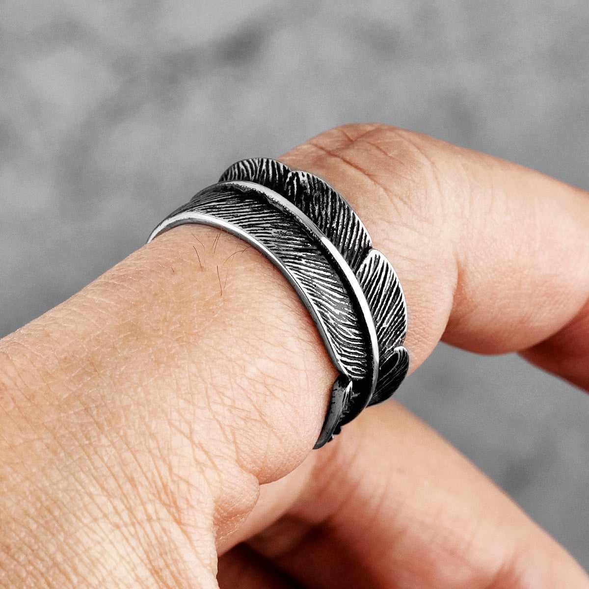 Tribal No Fade Stainless Steel Eagle Feather Unique Street Wear Casual Rings