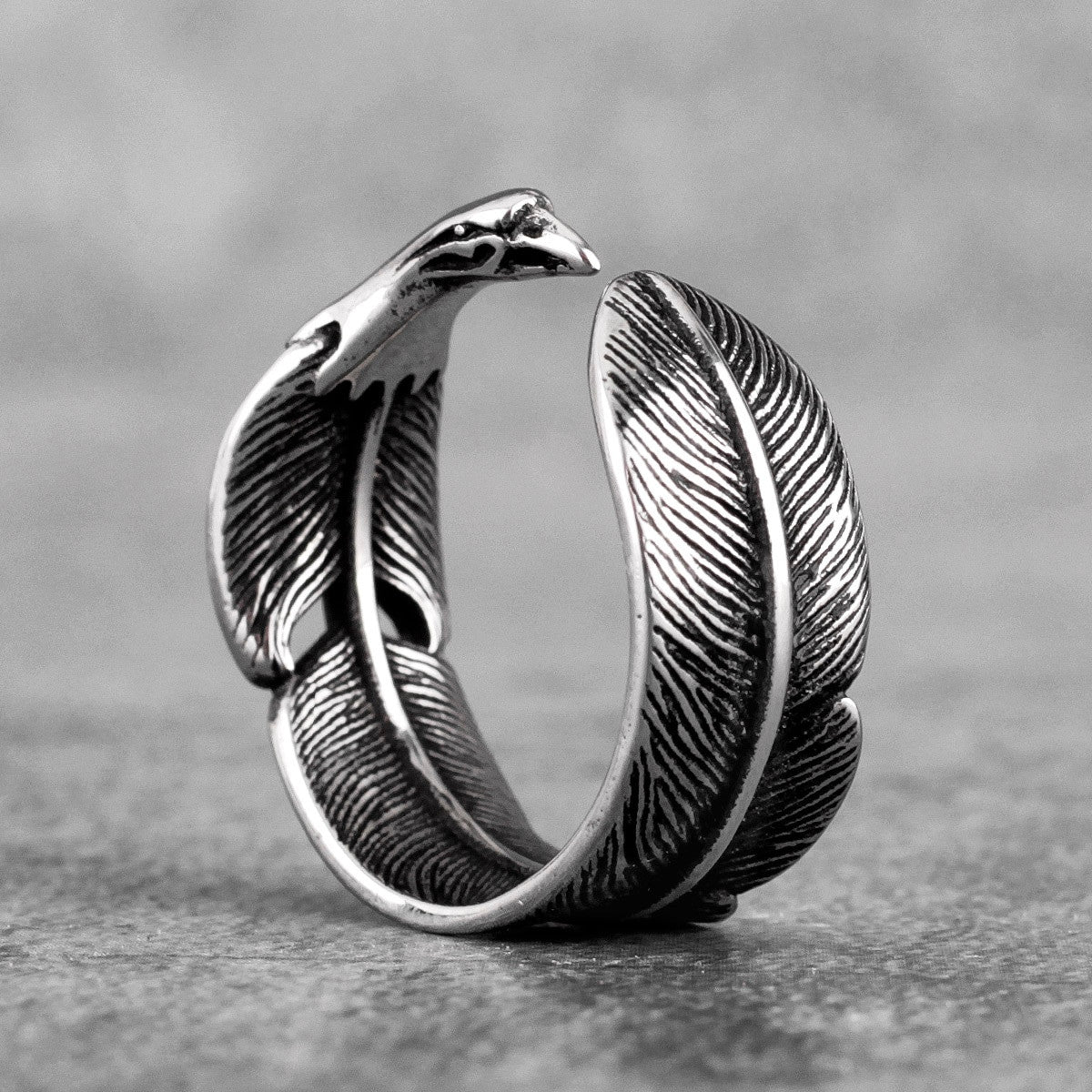 Tribal No Fade Stainless Steel Eagle Feather Unique Street Wear Casual Rings