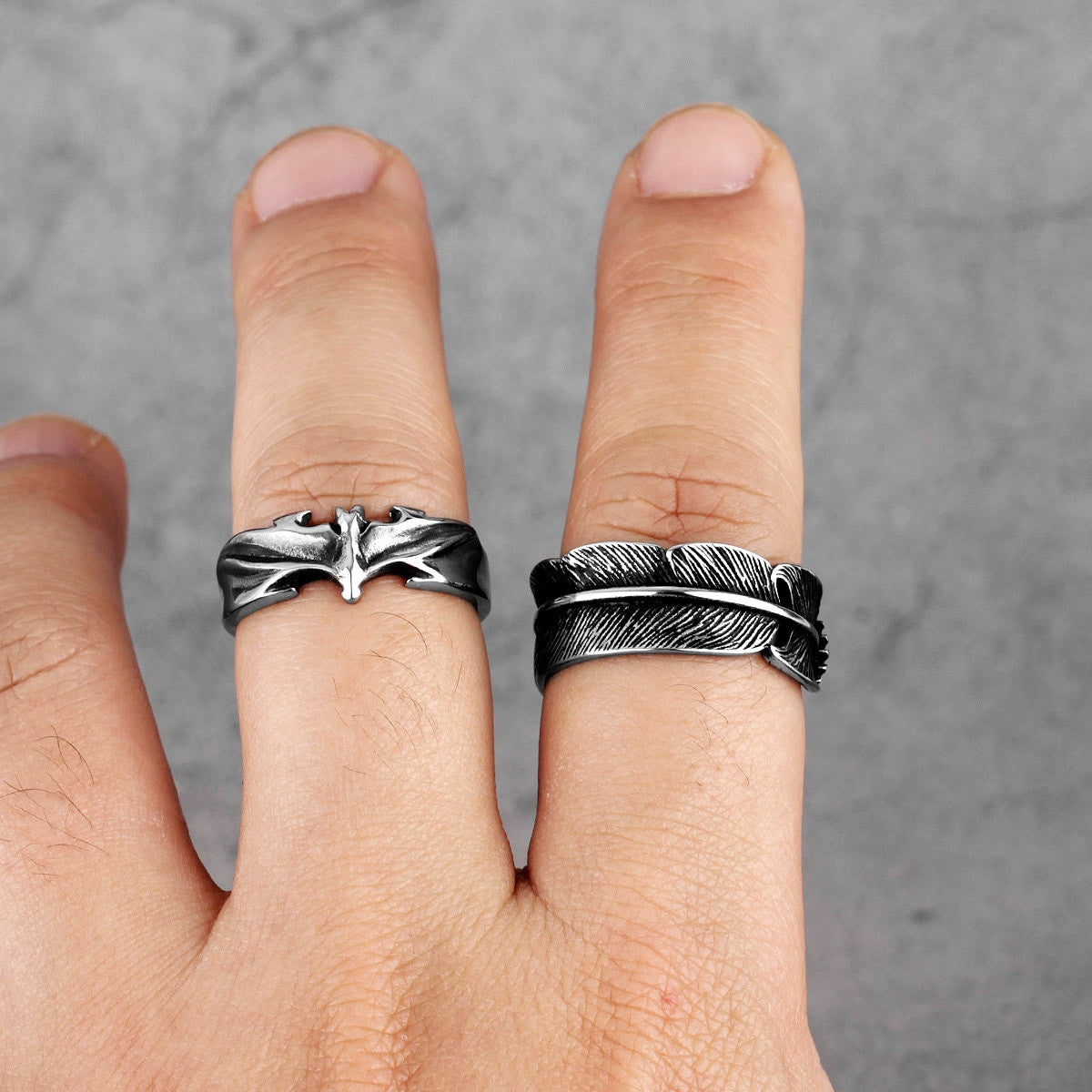 Tribal No Fade Stainless Steel Eagle Feather Unique Street Wear Casual Rings