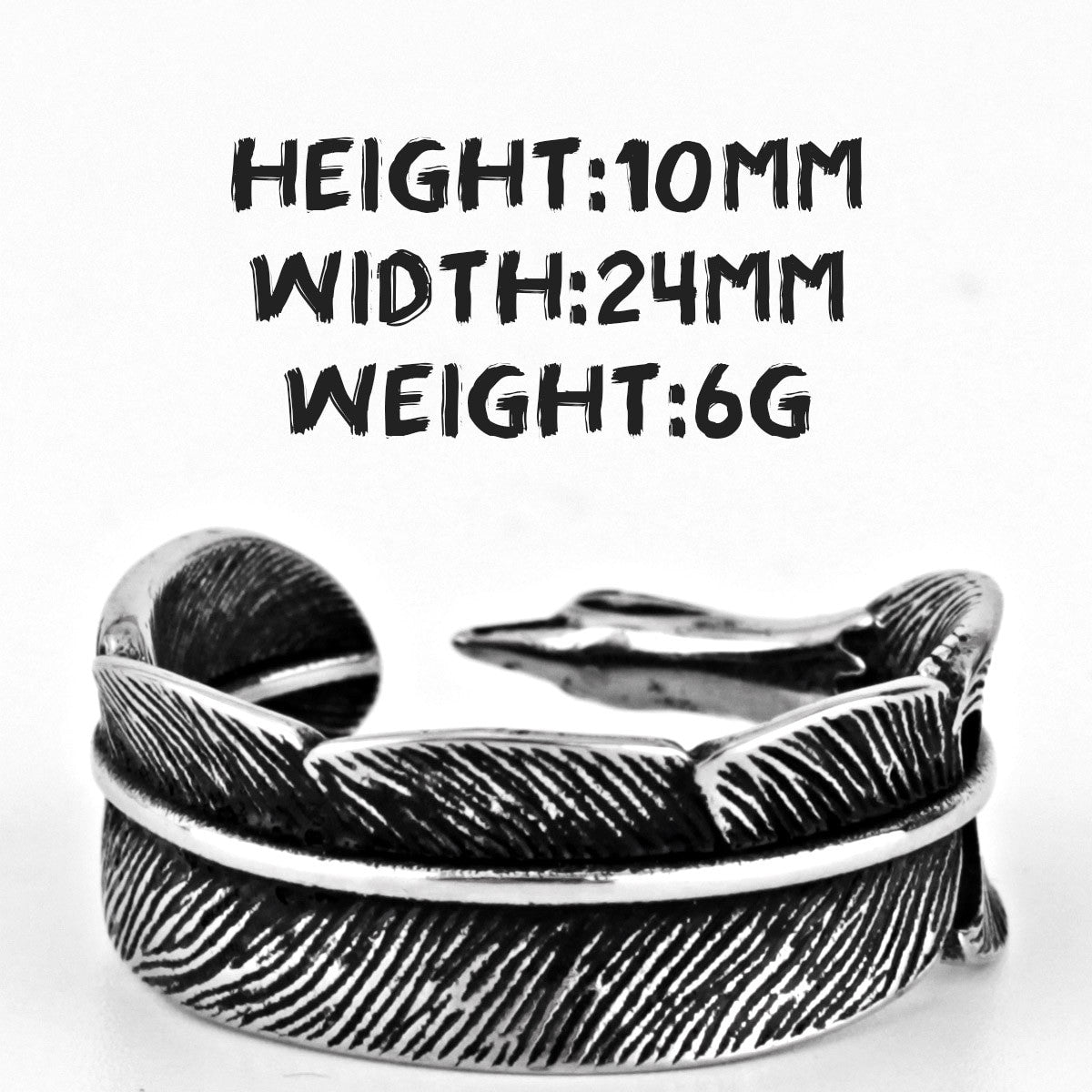 Tribal No Fade Stainless Steel Eagle Feather Unique Street Wear Casual Rings