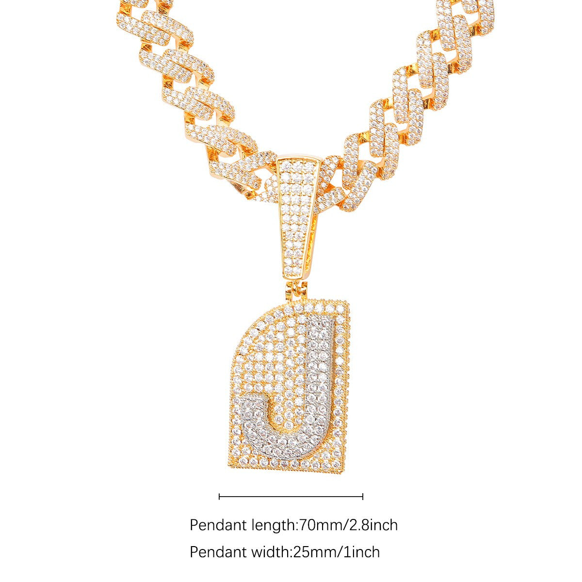 New Street Wear Raised Silver Letter Initial Chain 18k Gold Flooded Ice Letter Pendant