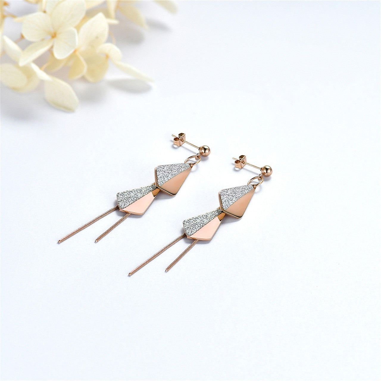 Ladies Dangle Drop Korean Design Tassel Dangle Drop No Fade Stainless Steel Earrings