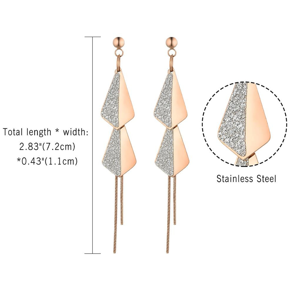 Ladies Dangle Drop Korean Design Tassel Dangle Drop No Fade Stainless Steel Earrings