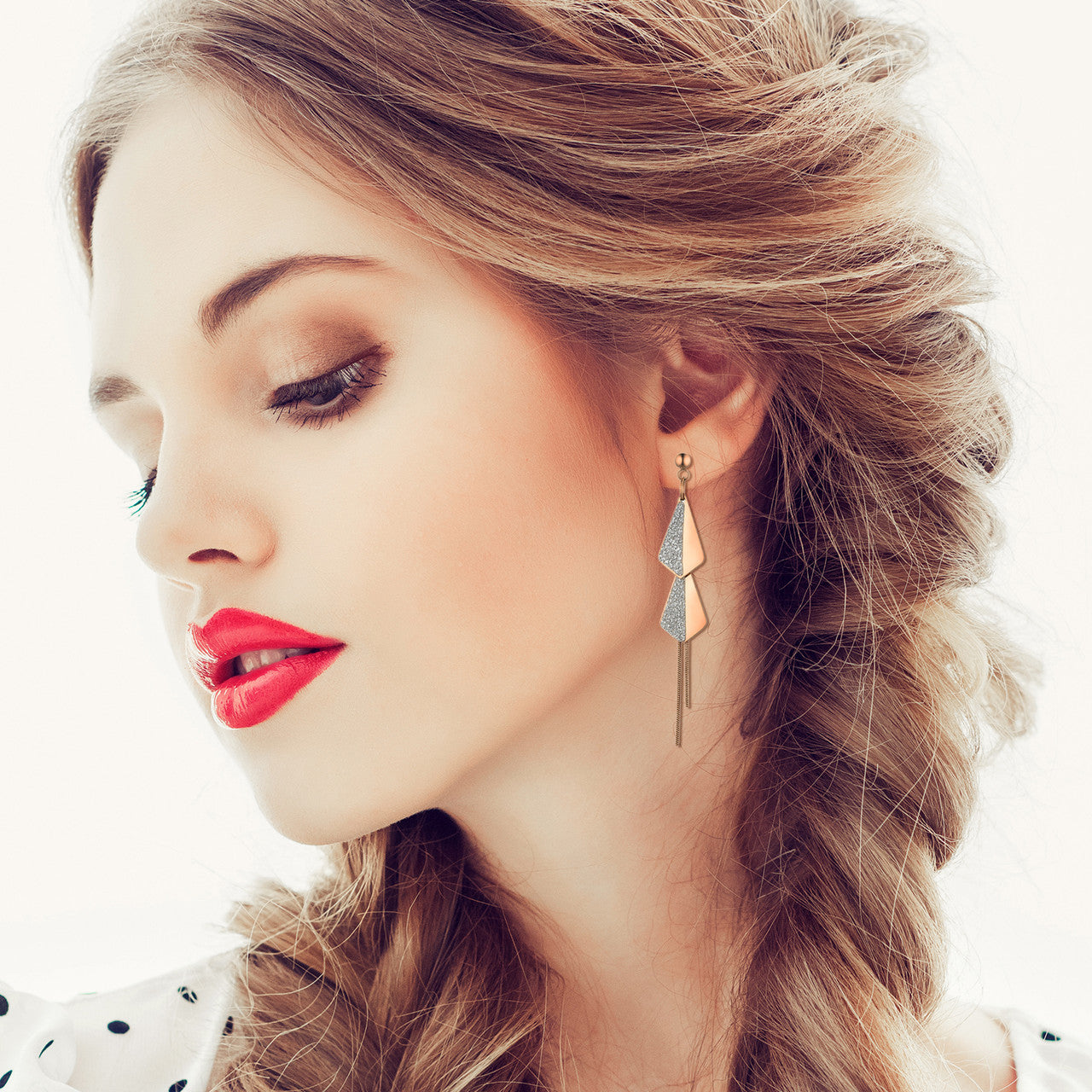 Ladies Dangle Drop Korean Design Tassel Dangle Drop No Fade Stainless Steel Earrings