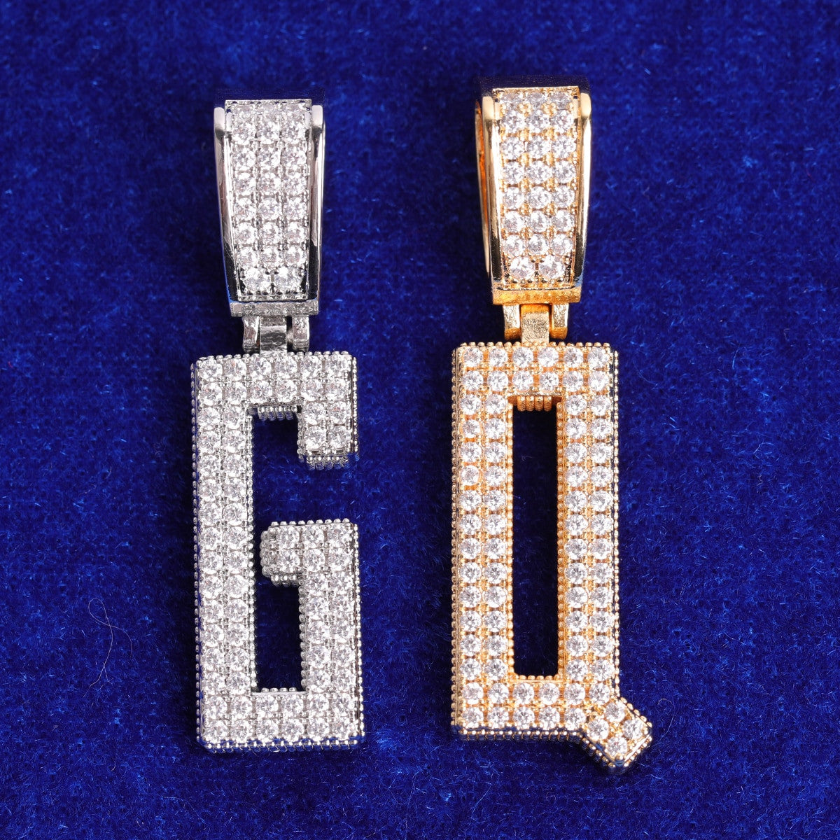 Street Wear Jewelry Flooded Ice 24k Yellow 14k White Gold Hip Hop Initial Chain Necklace