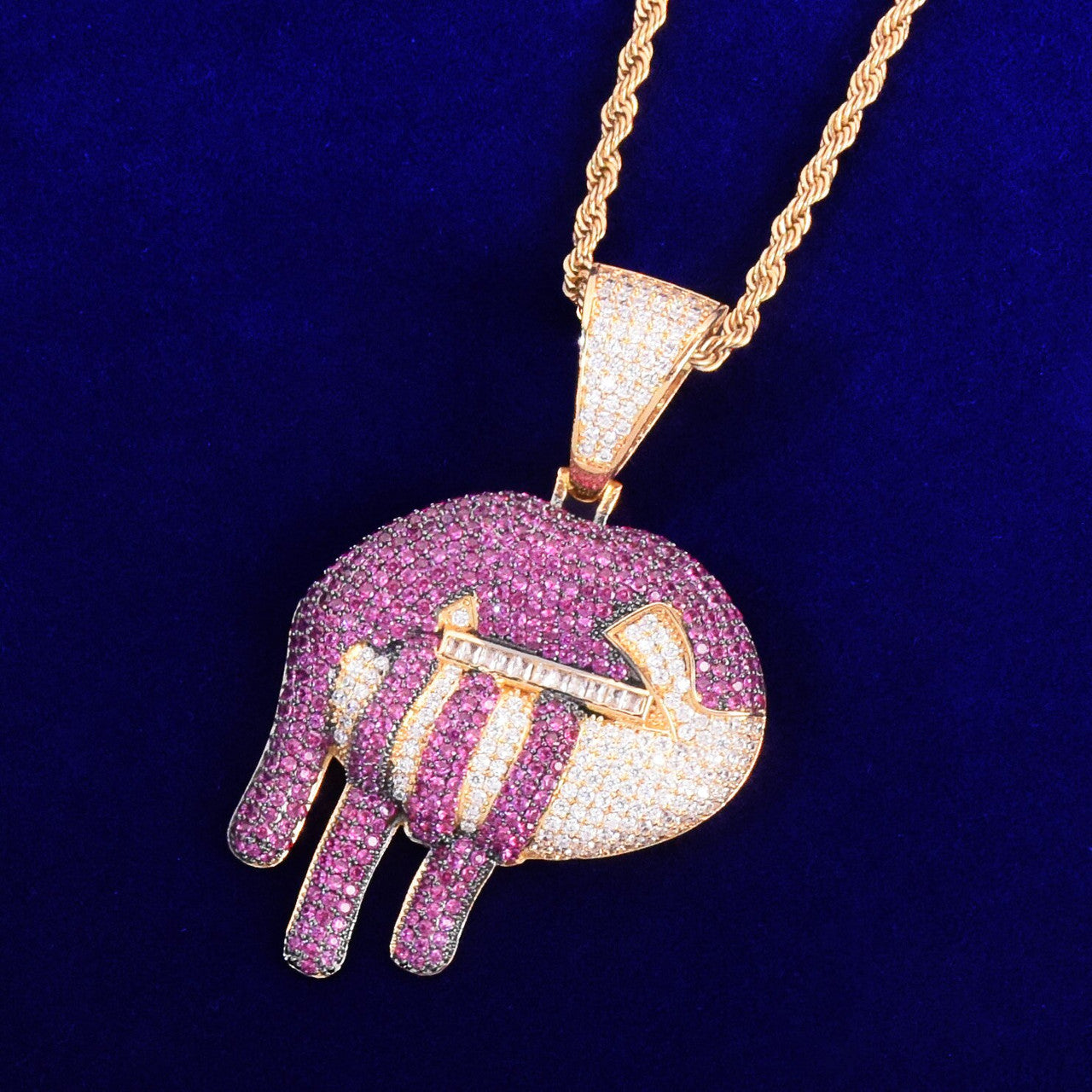 My Lip Are Sealed Sexy Drooling Lips Zipper 5A Micro Pave Drip Pendant Chain Necklace