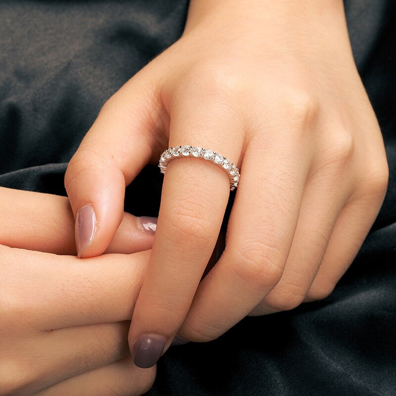 Ladies Iced Luxury Genuine 3.0mm VVS Lab Diamond Solid Sterling Silver Rings