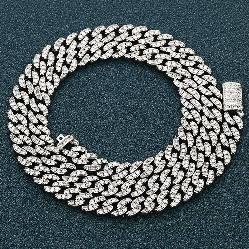 Mens Hip Hop Luxury Genuine VVS s925 Sterling Silver Diamond Cuban Link Chains Bracelets