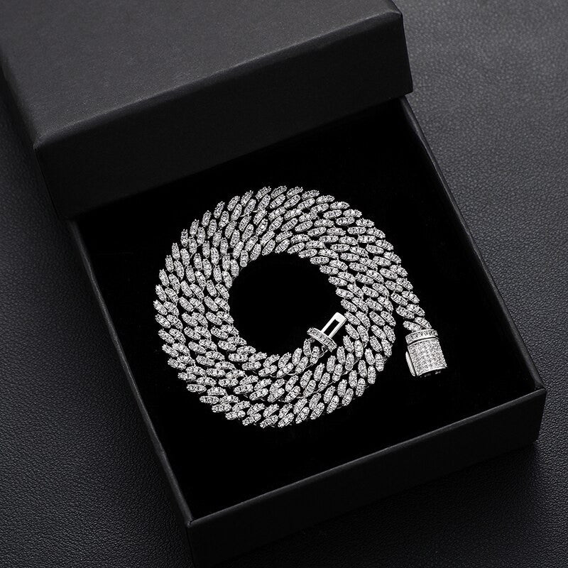 Mens Hip Hop Luxury Genuine VVS s925 Sterling Silver Diamond Cuban Link Chains Bracelets